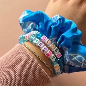 BSB Backstreet Boys Scrunchie with beaded bracelets